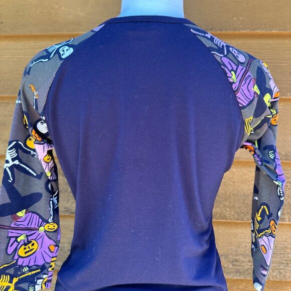 Lularoe Halloween Print Baseball Tee Blue 3/4 Sleeve Shirt Size XS - Picture 6 of 8